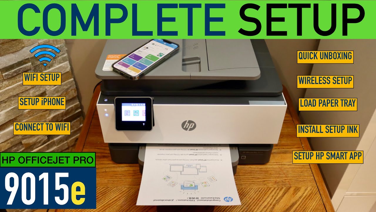 Настройка HP OfficeJet Pro 9015e, распаковка, полная настройка, установка чернил, загрузка бумаги...