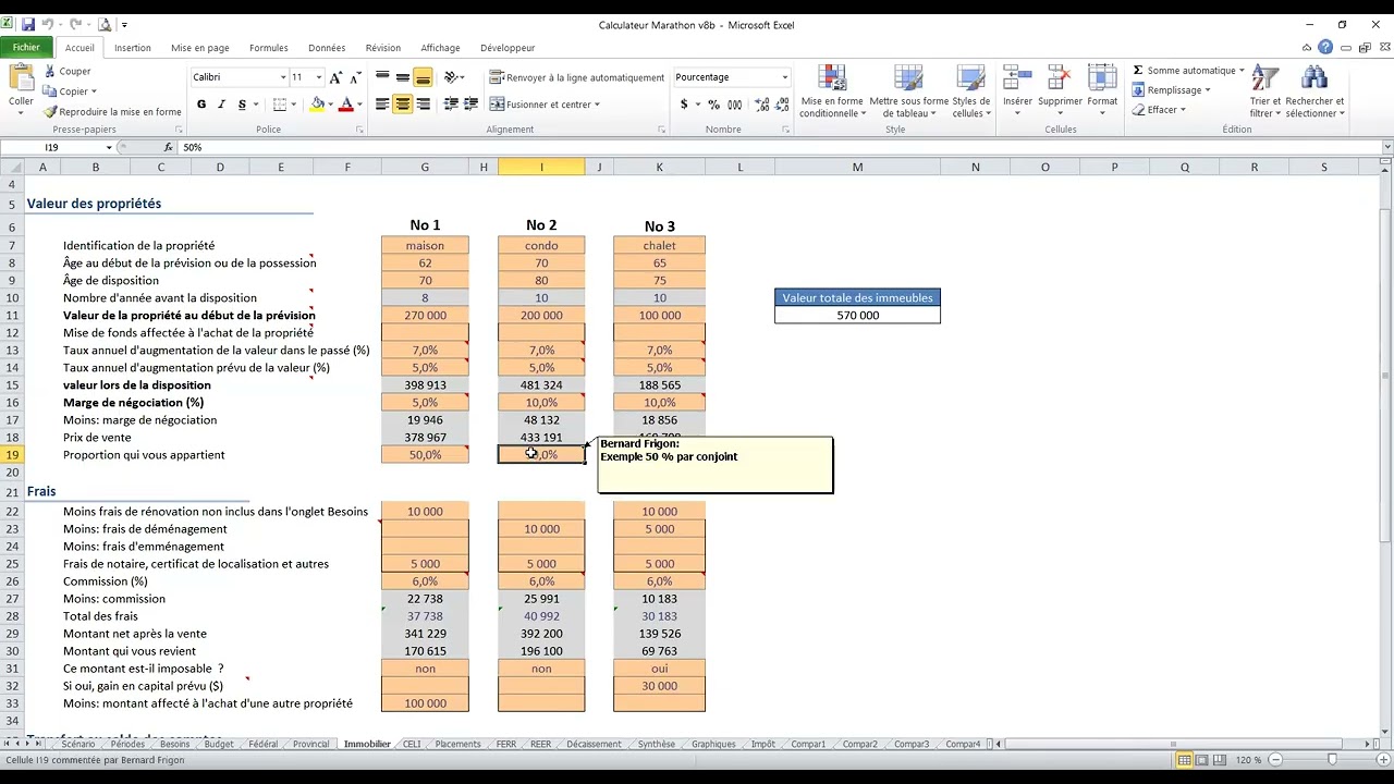 Calculateur Marathon - onglet Immobilier