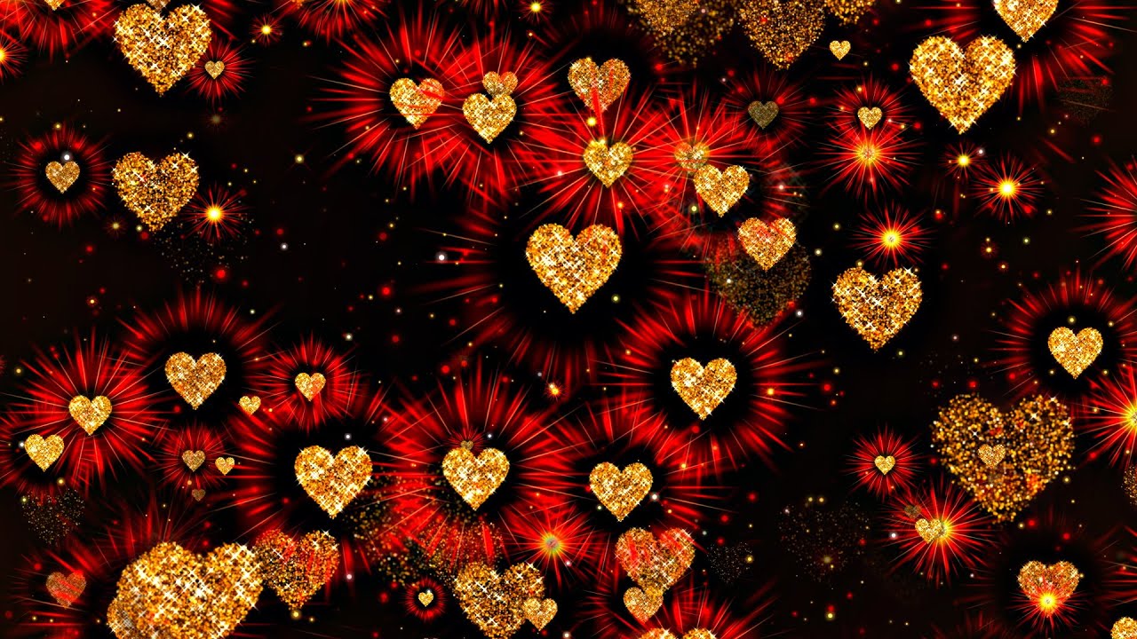 festive golden hearts