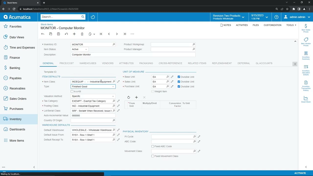 Acumatica - Inventory Replenishment Feature