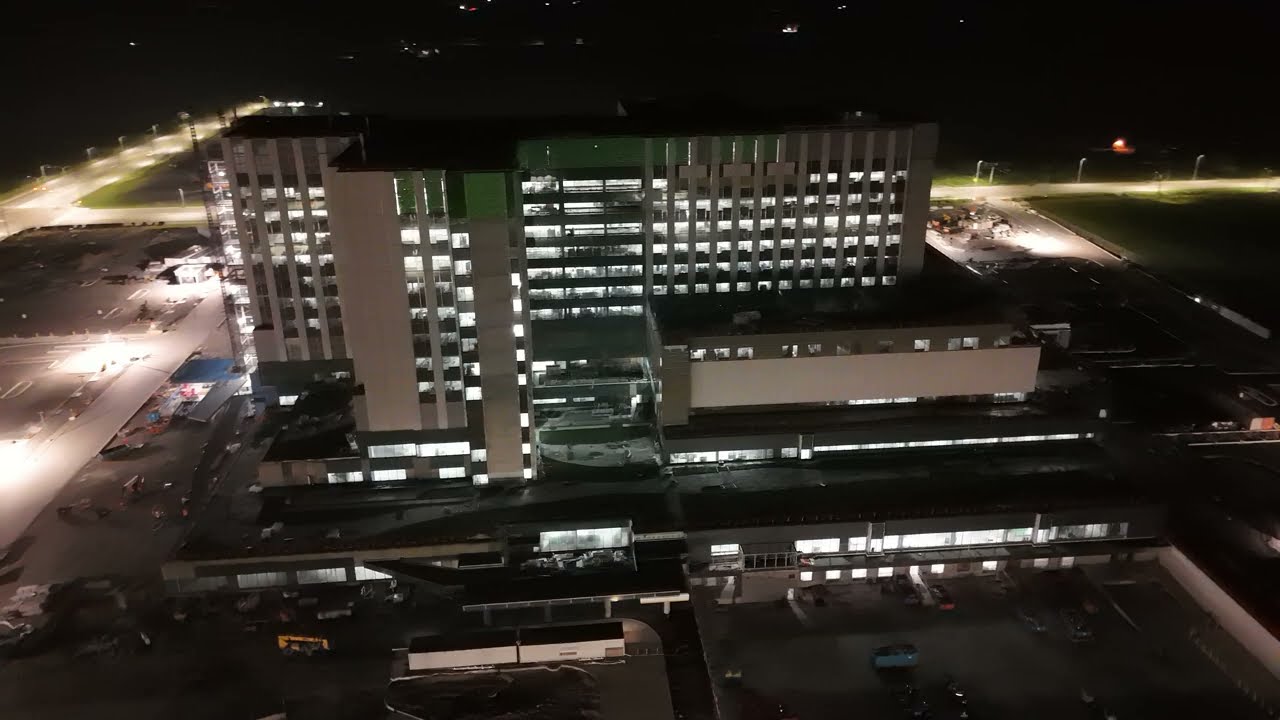 Niagara South Hospital Construction July 2026 - Foggy Night Drone Flight🛸