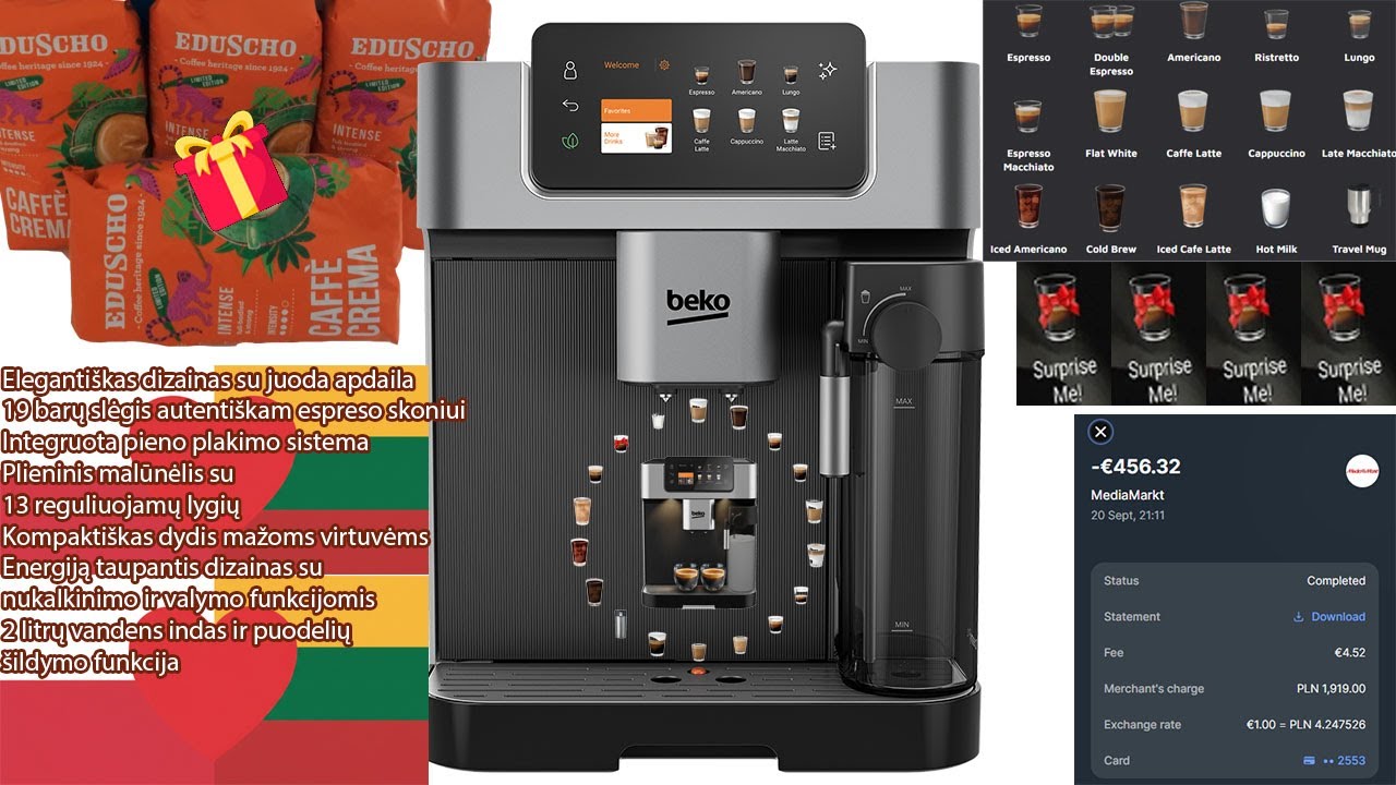 ☕BEKO CEG7348X — полностью автоматическая кофемашина. Лучшая цена за качество!