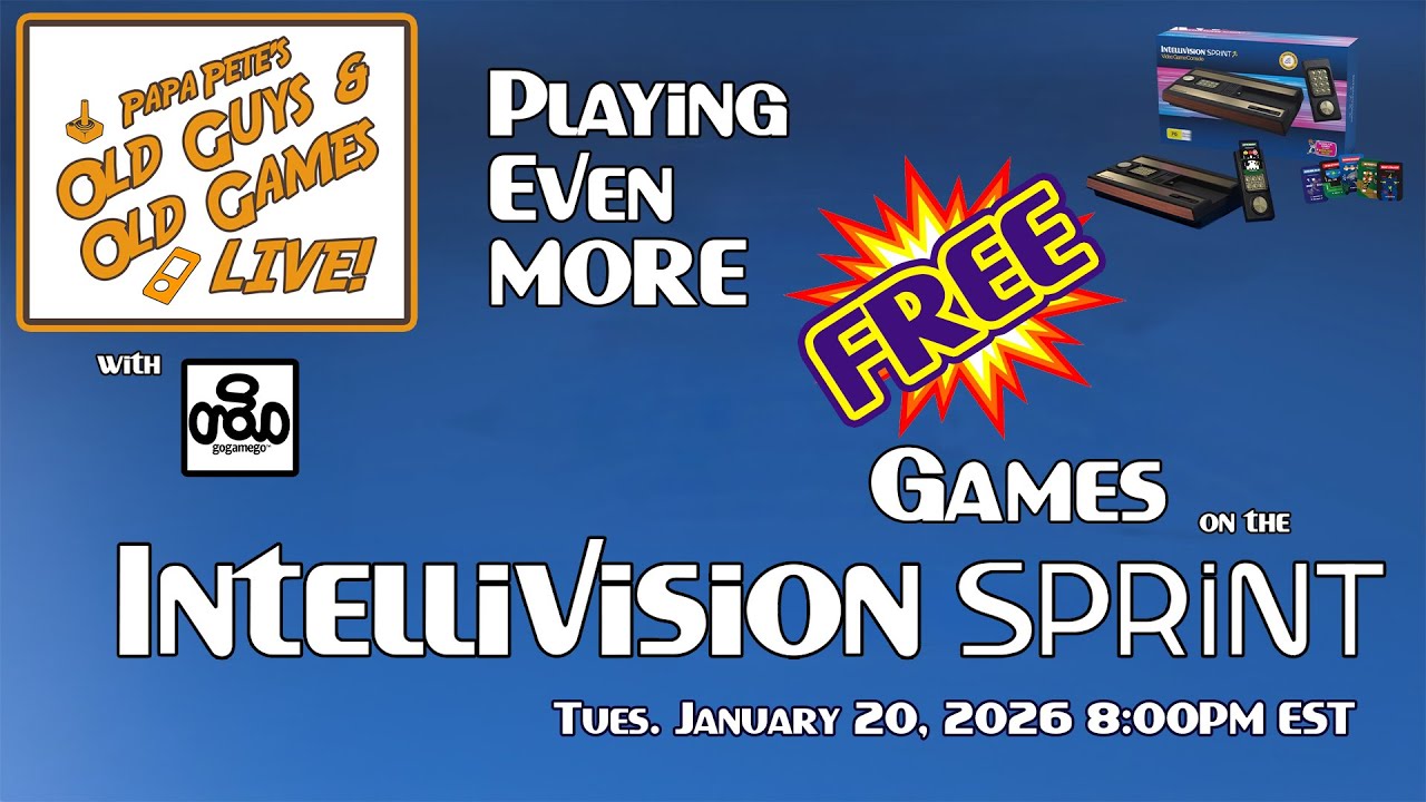 Playing Even MORE Free Games on the Intellivision Sprint - Papa Pete's Old Guys & Old Games LIVE!