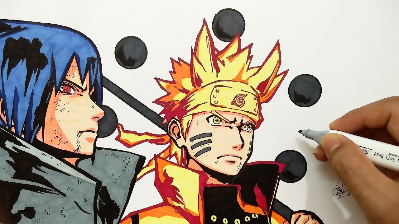 Drawing Naruto and Sasuke - Naruto Shippuden