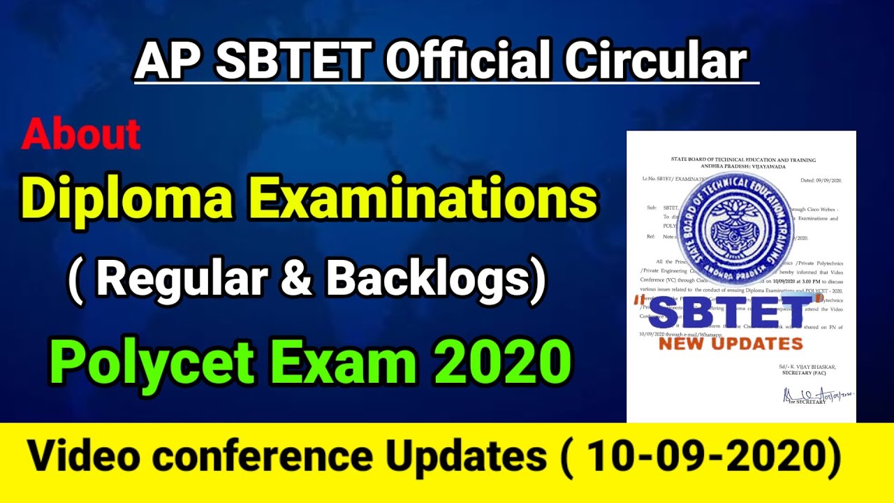 AP SBTET Official Circular || about Diploma Examinations ( regular & backlogs) & Polycet exam 2020
