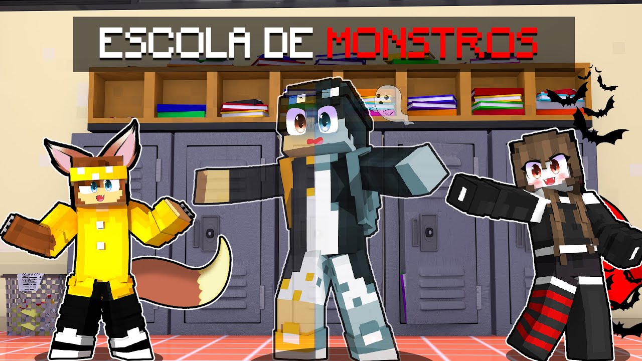 PRIMEIRO DIA NA ESCOLA DE MONSTROS NO MINECRAFT!!
