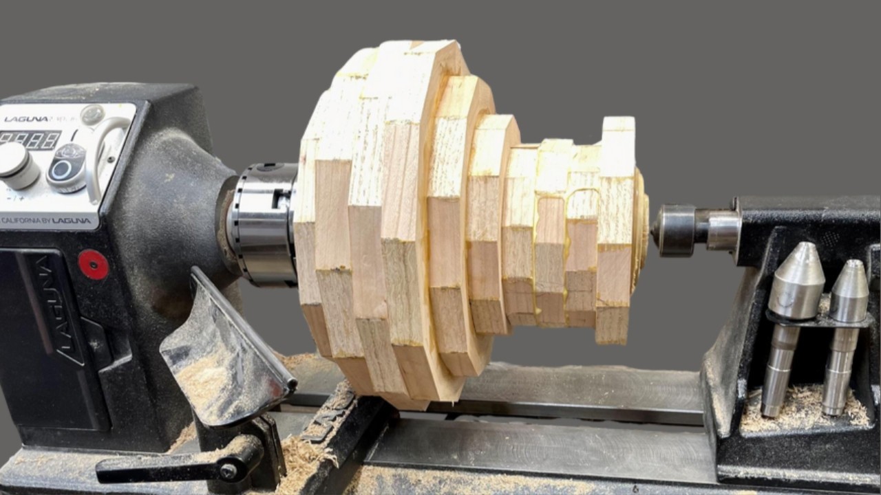 10-Ring Segmented Vase from Cherry & Red Oak