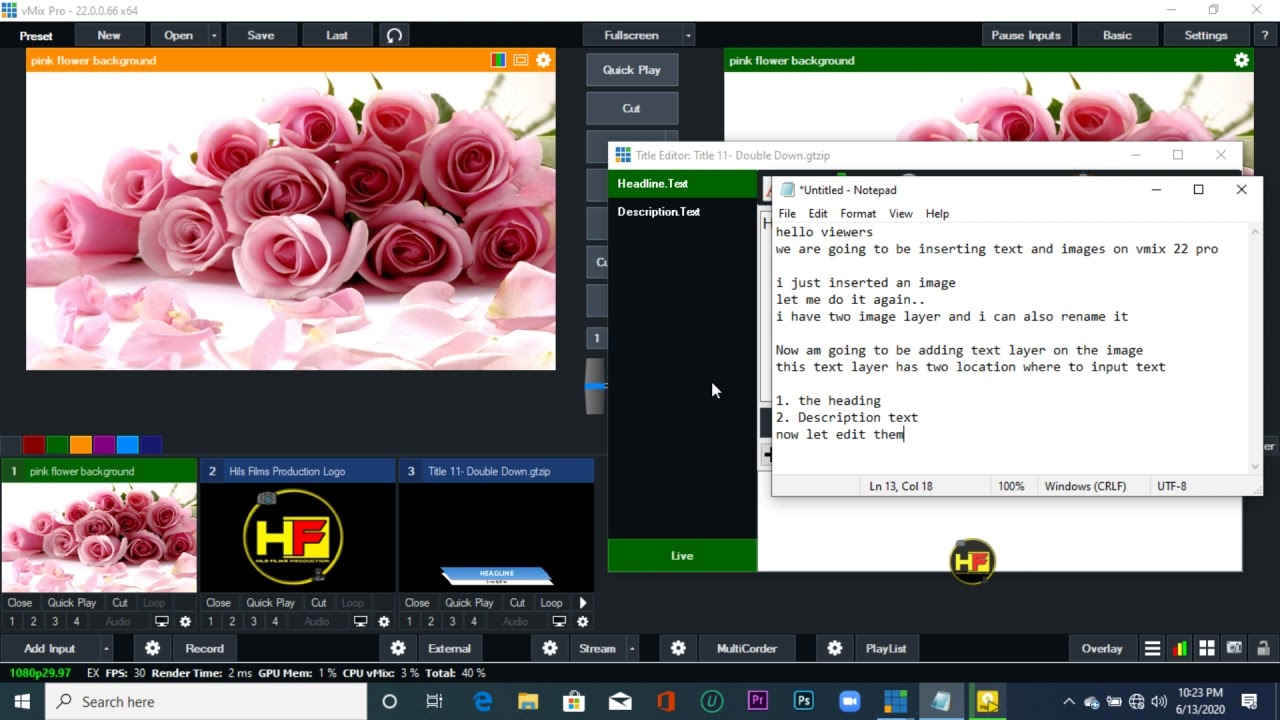 How To Insert Text And Images On vMix 22 Pro