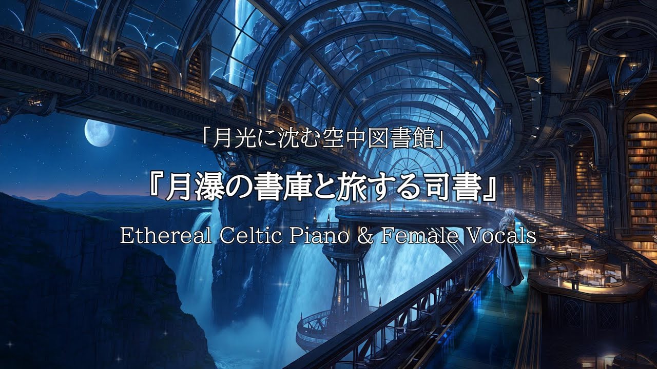 【作業用BGM】【癒し|リラックス】月光に沈む空中図書館 ─ 透き通る歌声とケルトピアノ  散歩 | 読書 |勉強 | 瞑想
