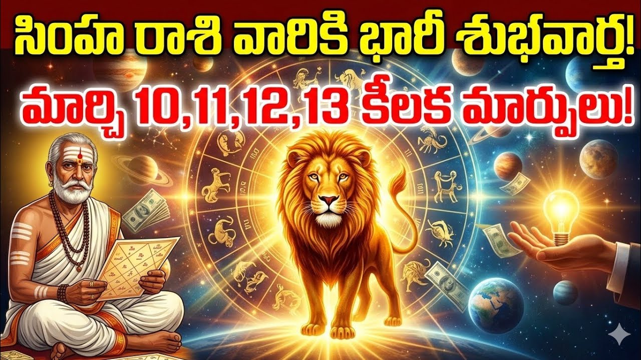 సింహ రాశి వారికి పెద్ద శుభవార్త | March 10,11,12,13 Simha Rasi Phalalu | Leo Horoscope March 2026