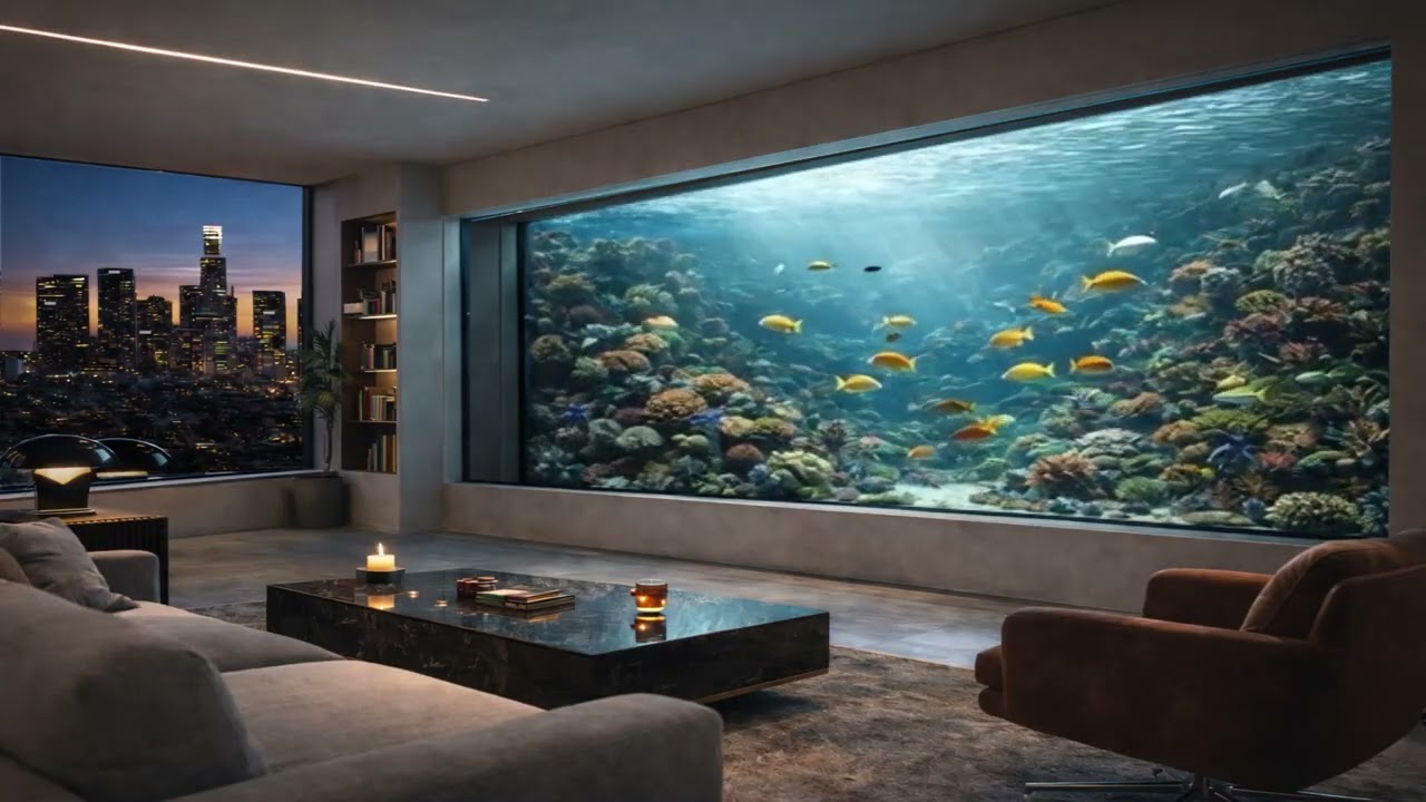 aquarium luxury lounge 🐠 deep house white noise for focus & calm vibes