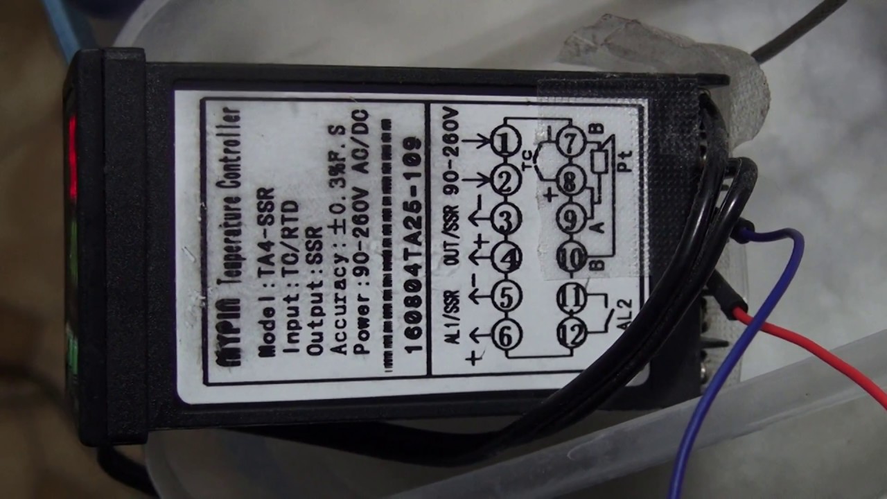 Cablage sonde et regulateur  de température four 1000 °C