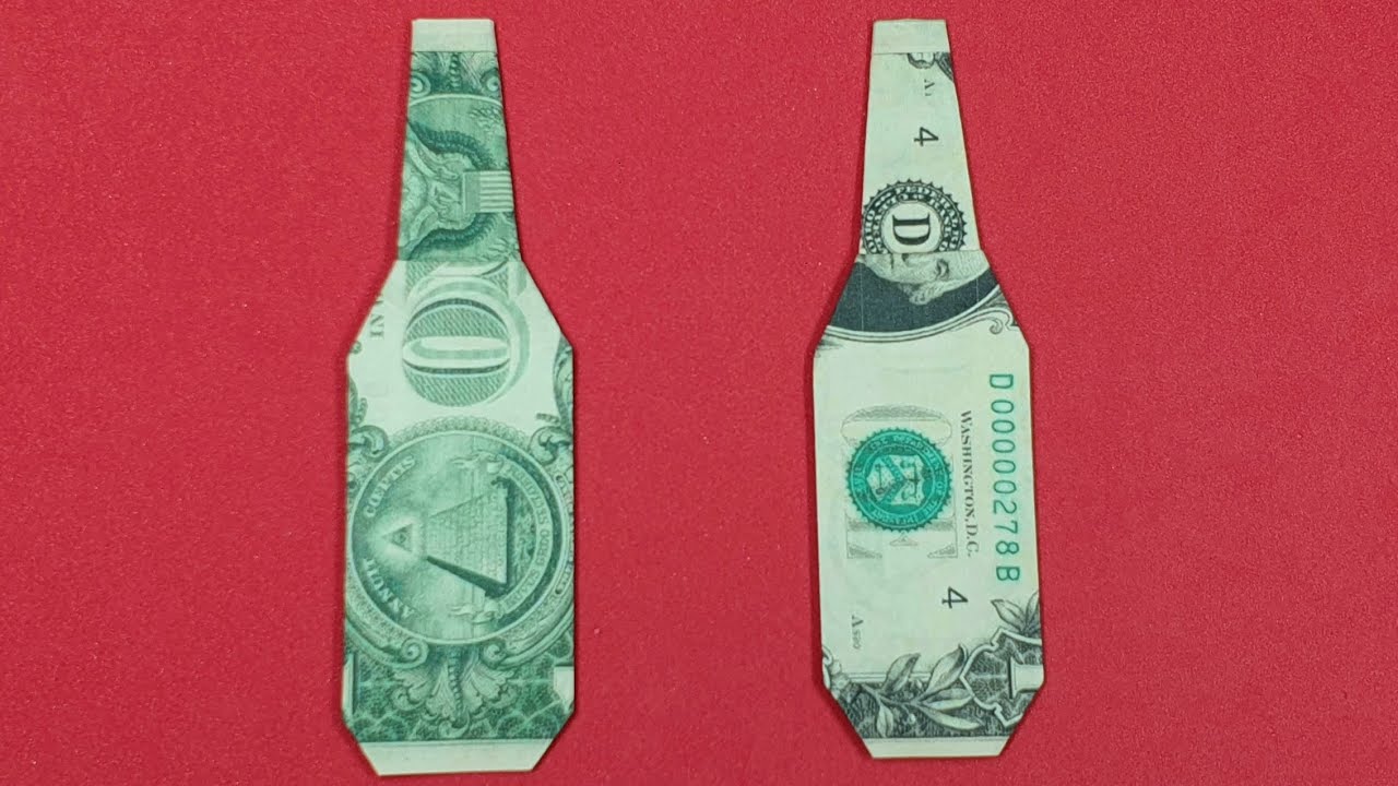 How to fold | Dollar Origami Beer Bottle | Money Origami
