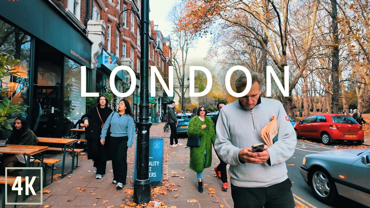 🇬🇧 London Autumn Walk 🍁 Hampstead to Belsize Park 4K