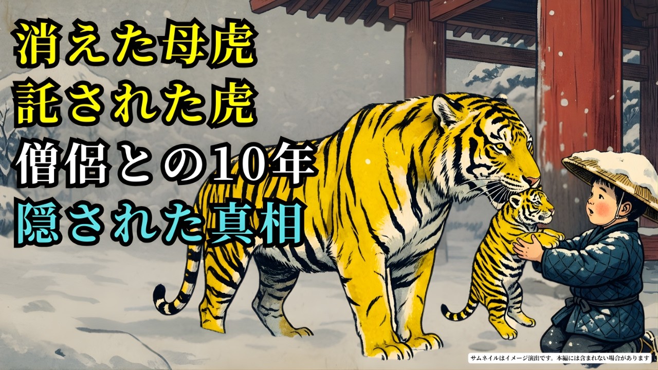 母虎が小坊主に子を託して消えた。僧侶が虎を育てた10年の物語と、隠された恐ろしい秘密 (AIフィクション) | 野談 | 伝説 | 昔話 | 説話 | 民話
