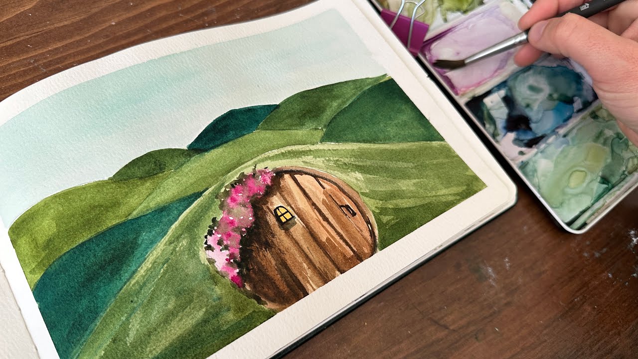 Watercolor Journal Day 48 (Hobbit Door)