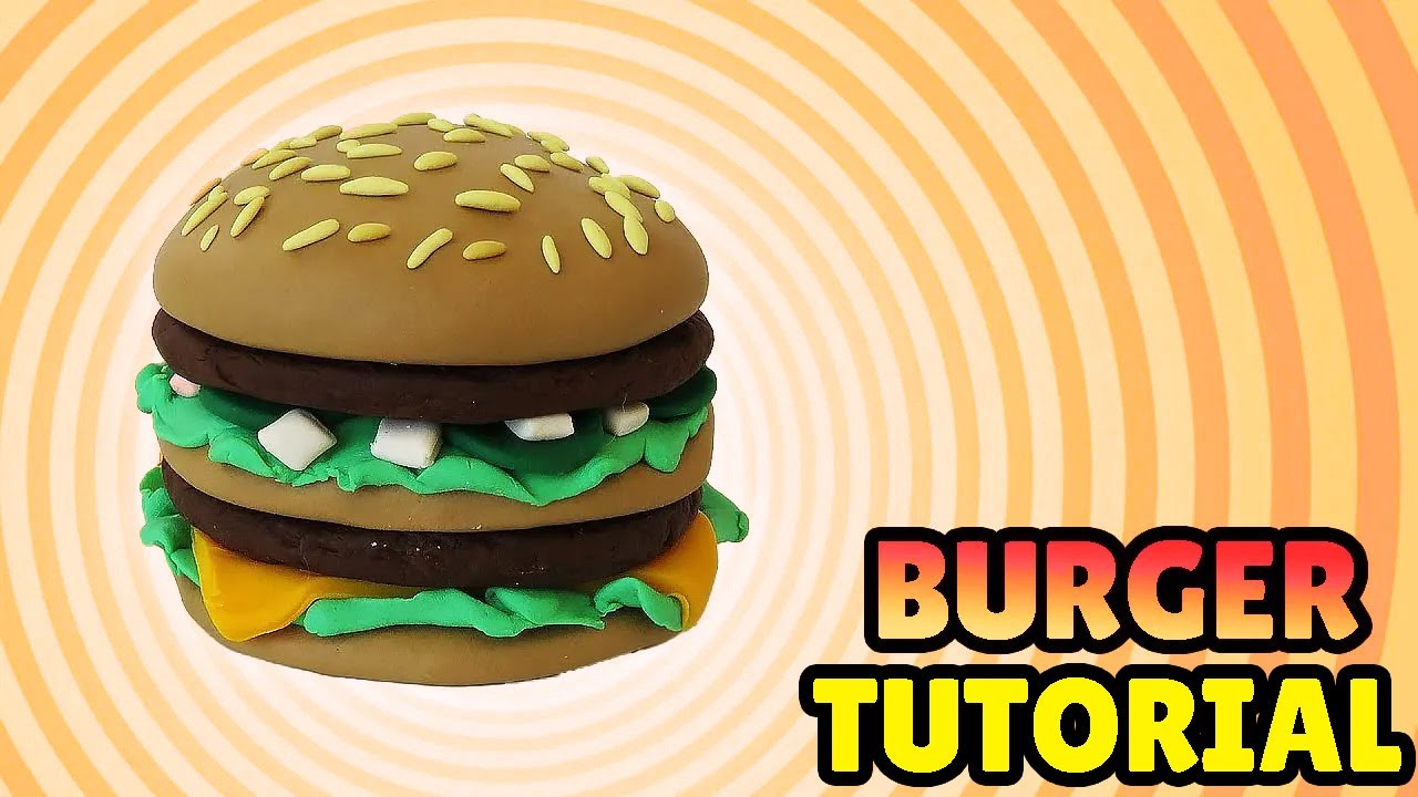 🔴DIY How to make MINIATURE BURGER - MC DONALD'S BIG MAC -Easy Polymer Clay, Fondant Tutorial DIY
