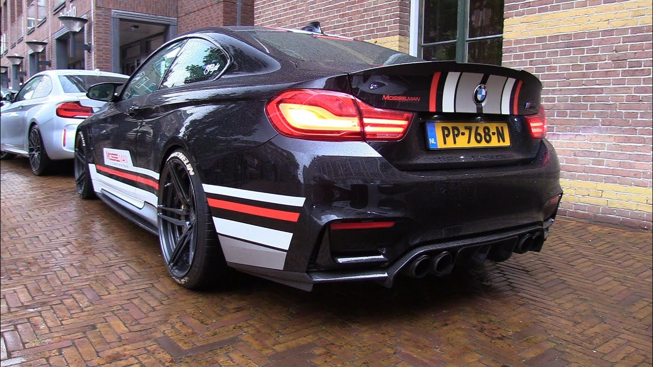 BMW M4 F82 MOSSELMAN Turbo Akrapovic Exhaust - Start, Revs, Flames, Accelerations!