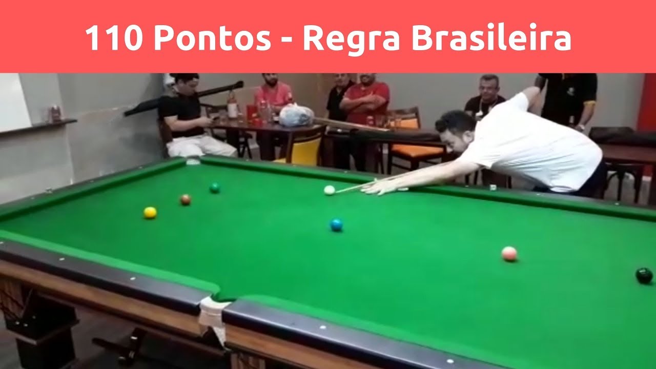 Sinuca Regra Brasileira - 110 pontos. Tacada m&aacute;xima iniciando pelo 5