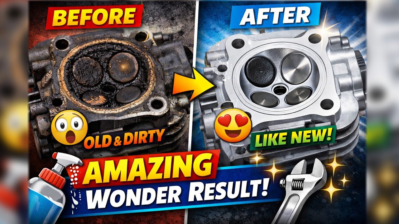 Amazing Bike Engine Head Cleaning 😲 | Before After Wonder Result 🔥