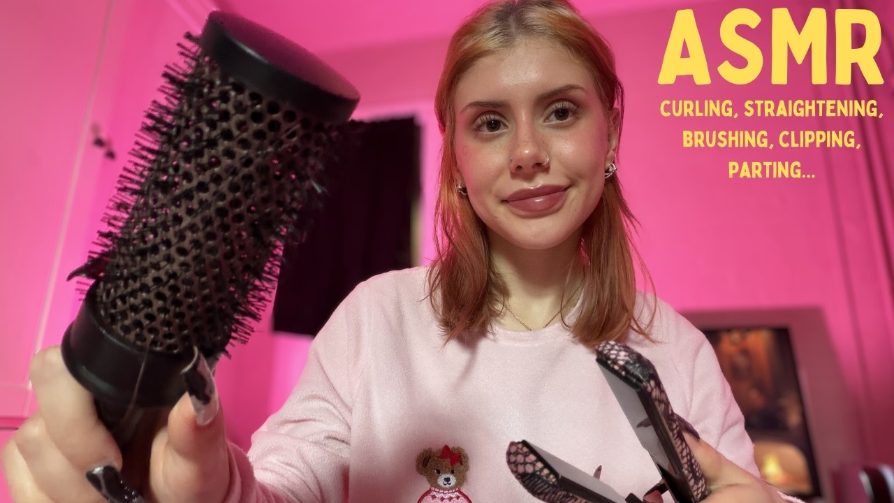 ASMR hair play! clipping, parting, braiding, curling etc. 🎀 (super tingly)