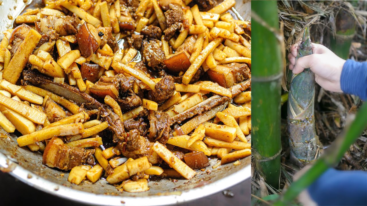 Adobong Labong / Bamboo shoots with pork braised in soy sauce and vinegar