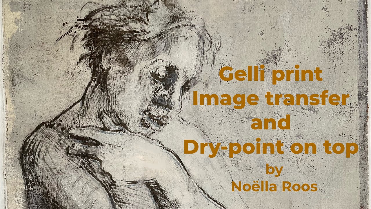 Gelli print Photo-transfer and Dry-point on top, by Noella Roos