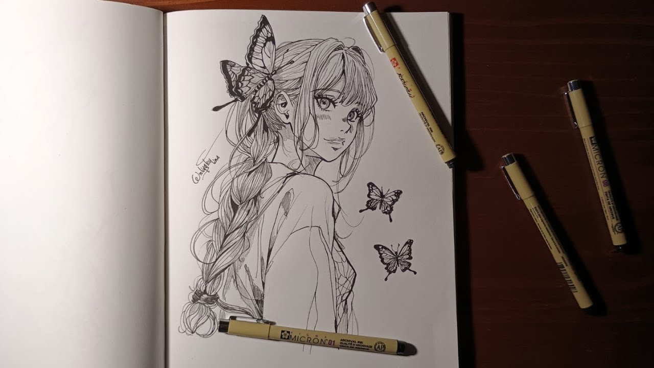 Como Desenhar Anime com Nanquim || Desenho De Esboço