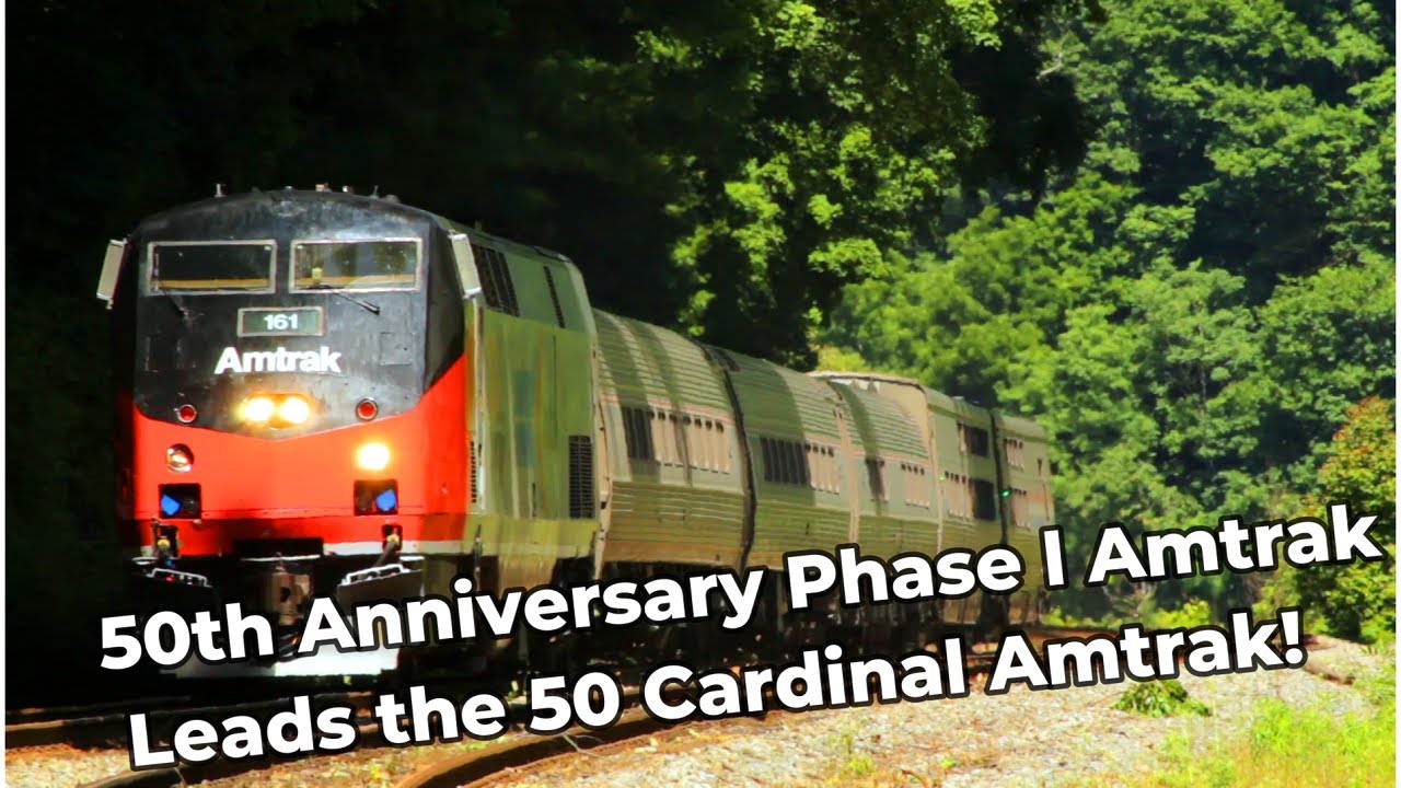 Amtrak Phase l 50th Anniversary Locomotive Leads the 50 Cardinal Amtrak at Hawk's Nest, WV