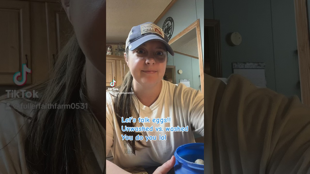 Unwashed vs. washed eggs! I like to wash my eggs&hellip;to each their own lol #fyp #subscribe #eggs #farm