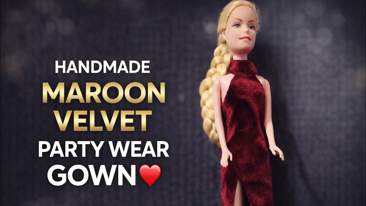 Handmade Maroon Velvet Party Wear Gown ❤️ | Threads of Love