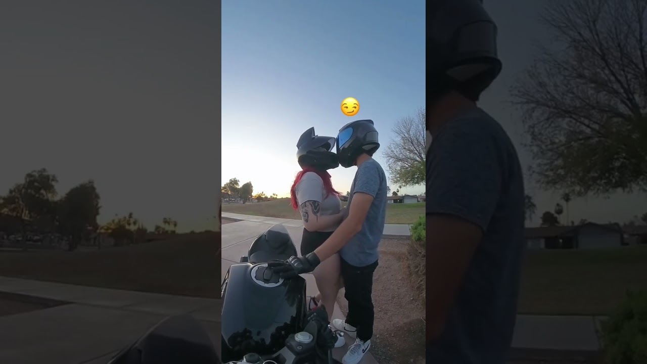 Not sure if she liked it🤷&zwj;♂️ #motorcycle #biketok #motorcyclebackpack #couple #bikecouple #fy #fyp