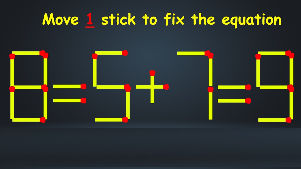 Can You Solve This Matchstick Puzzle? | Move 1 Stick to Fix the Equation!