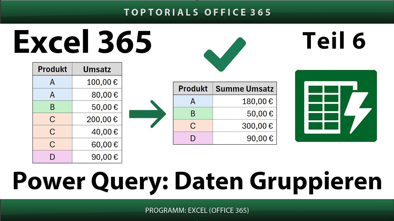 Power Query - Daten gruppieren leicht erklärt – Grundlagen bis Top-2 Beispiel | Excel 365