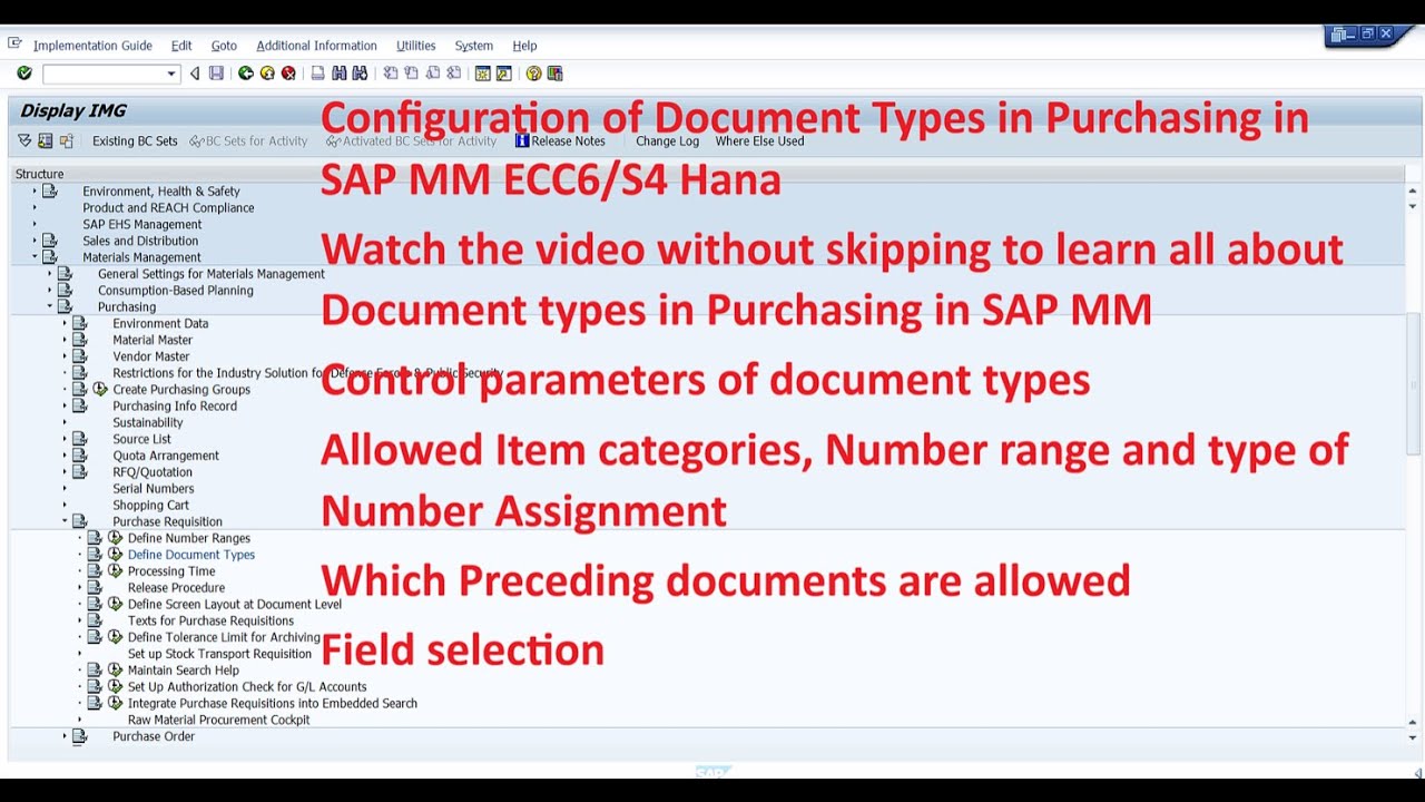 Настройка типов документов в модуле закупок в SAP MM ECC6/S4 Hana