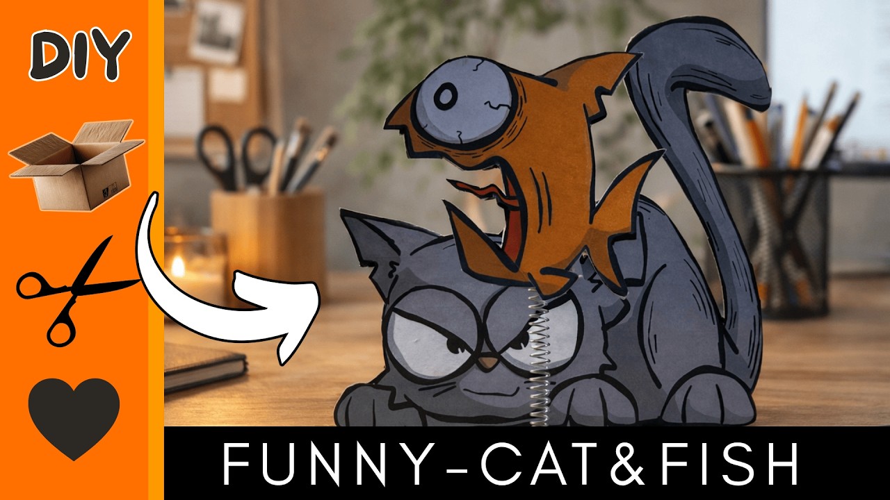 MAKE THIS !!! FUNNY CAT & FISH PROJECT FROM CARDBOARD AND PAPER😺 😺😺😺 😺😺