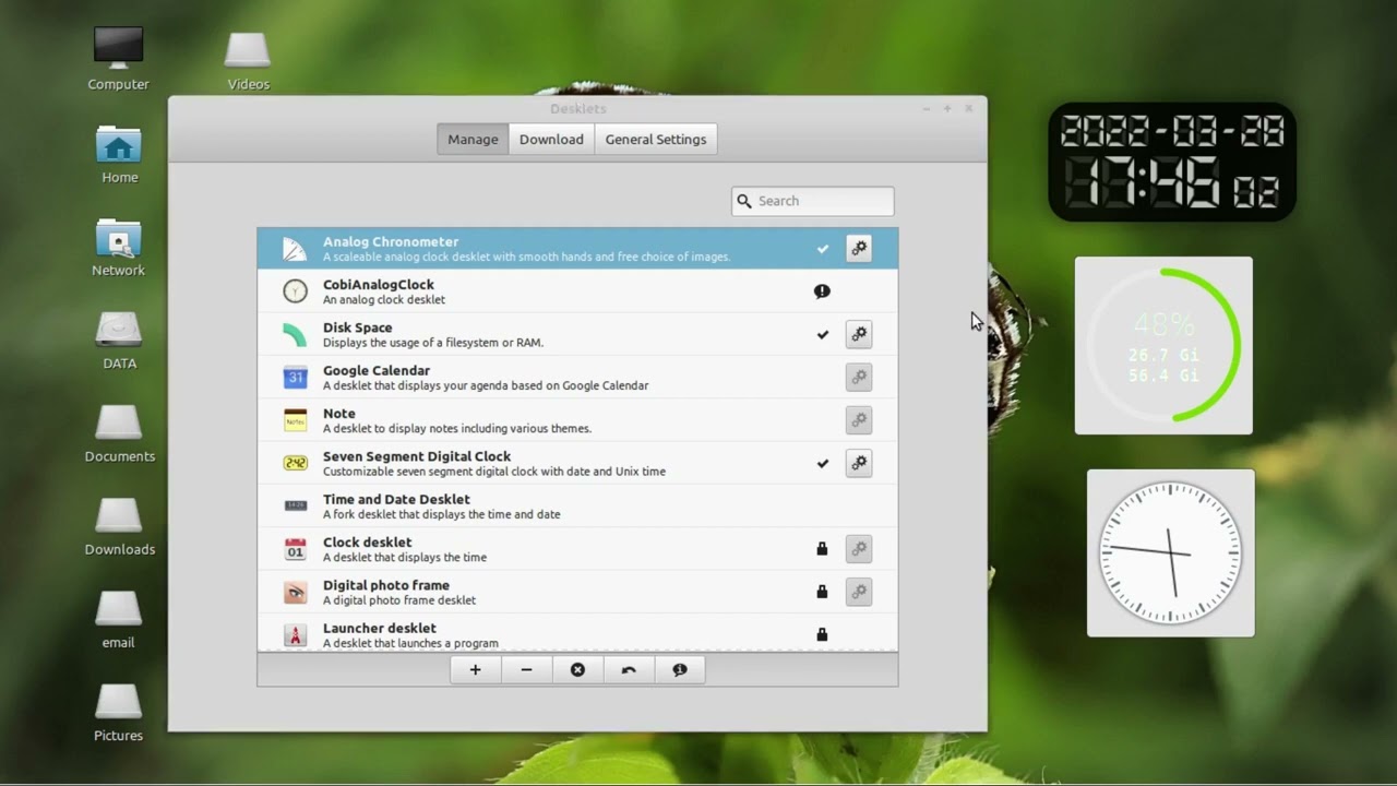 Linux Mint 20.3 Una Cinamon - Cara install desktop widget desklet linux mint, widget jam analog