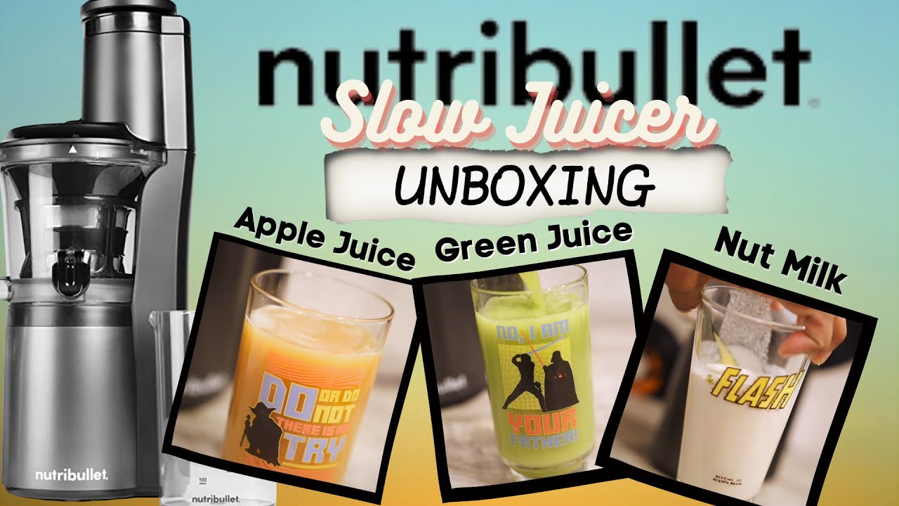 Nutribullet Slow Juicer Unboxing, and demos featuring apple juice, green juice & walnut milk.