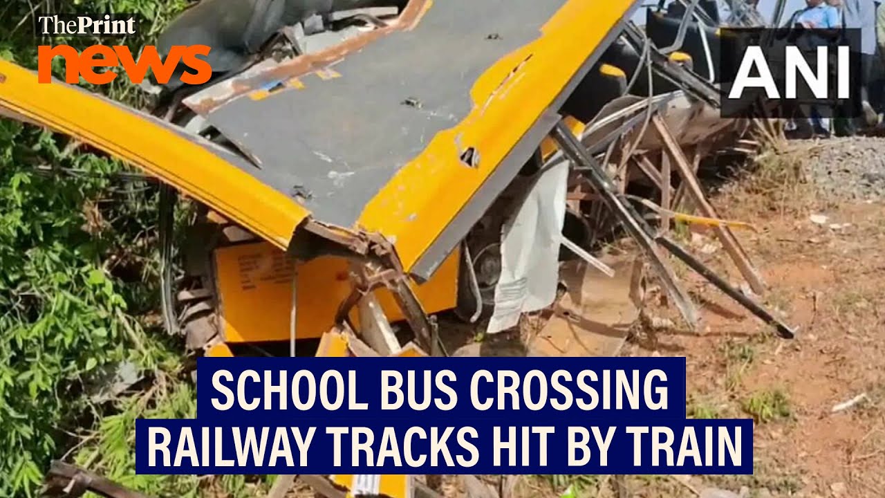 School van crossing railway tracks hit by a train in Cuddalore District, 6 injured