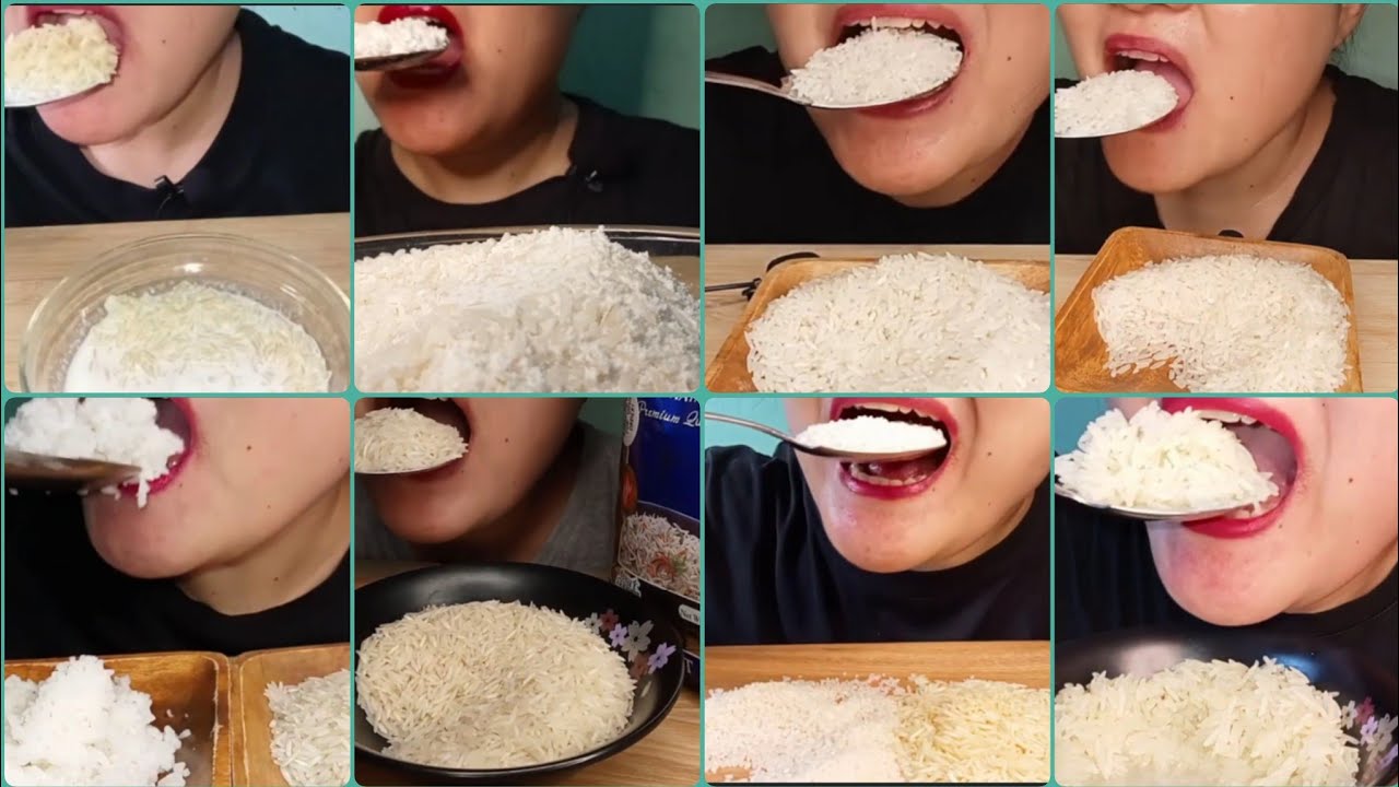 COMPILATION EATING RAW RICE IN BIG SPOON @Joylorna8