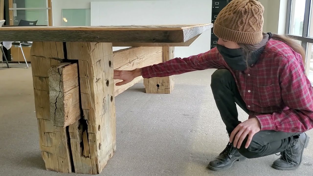100+ yr old Reclaimed Wood & Hand Hewn Beam Conference Table