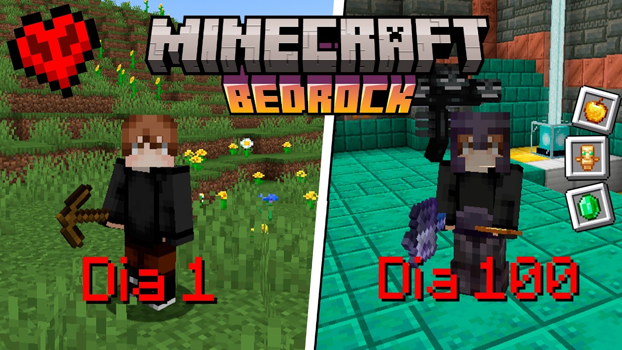 sobrevivi 100 dias no mine bedrock no hardcore