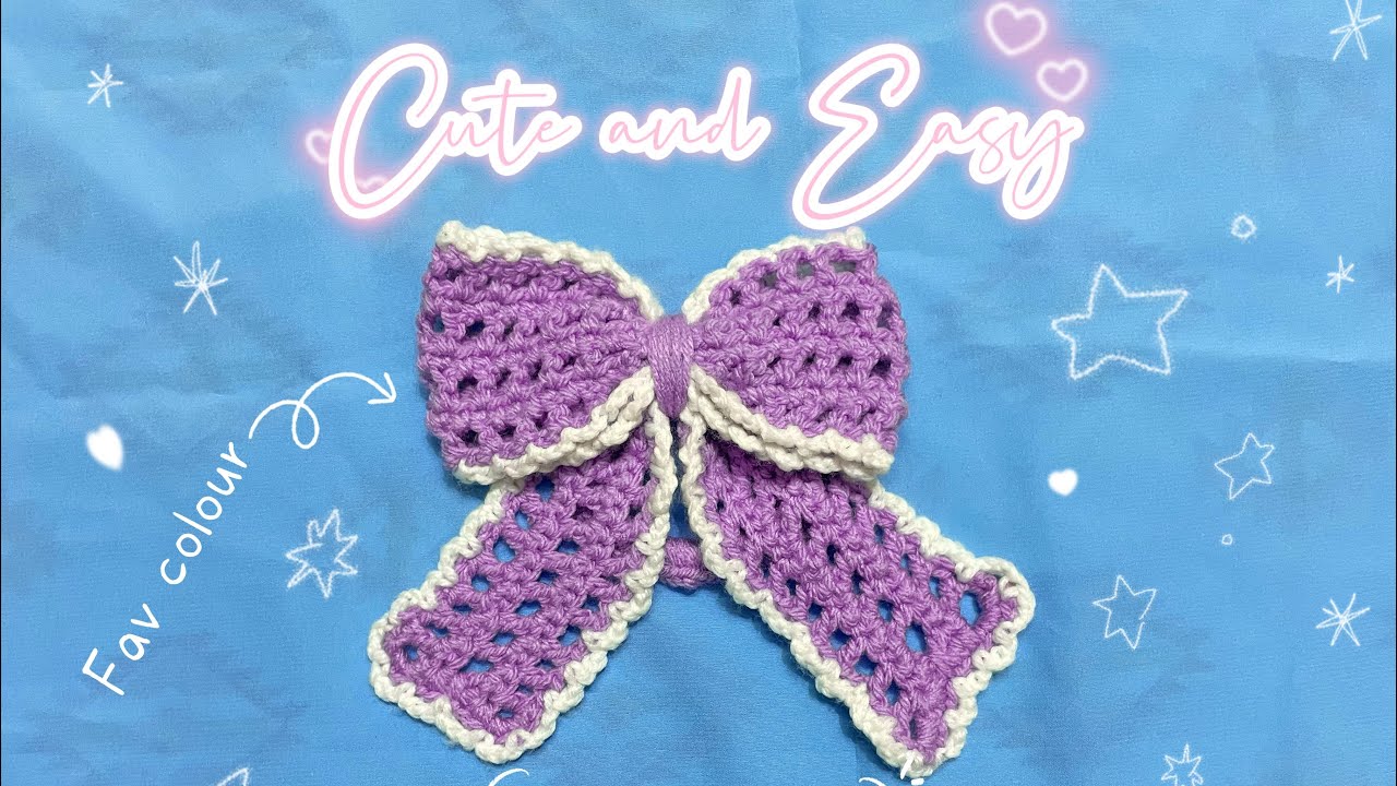 Lavender Crochet Bow | cute and easy | step by step tutorial | hair accessories #crochettutorial
