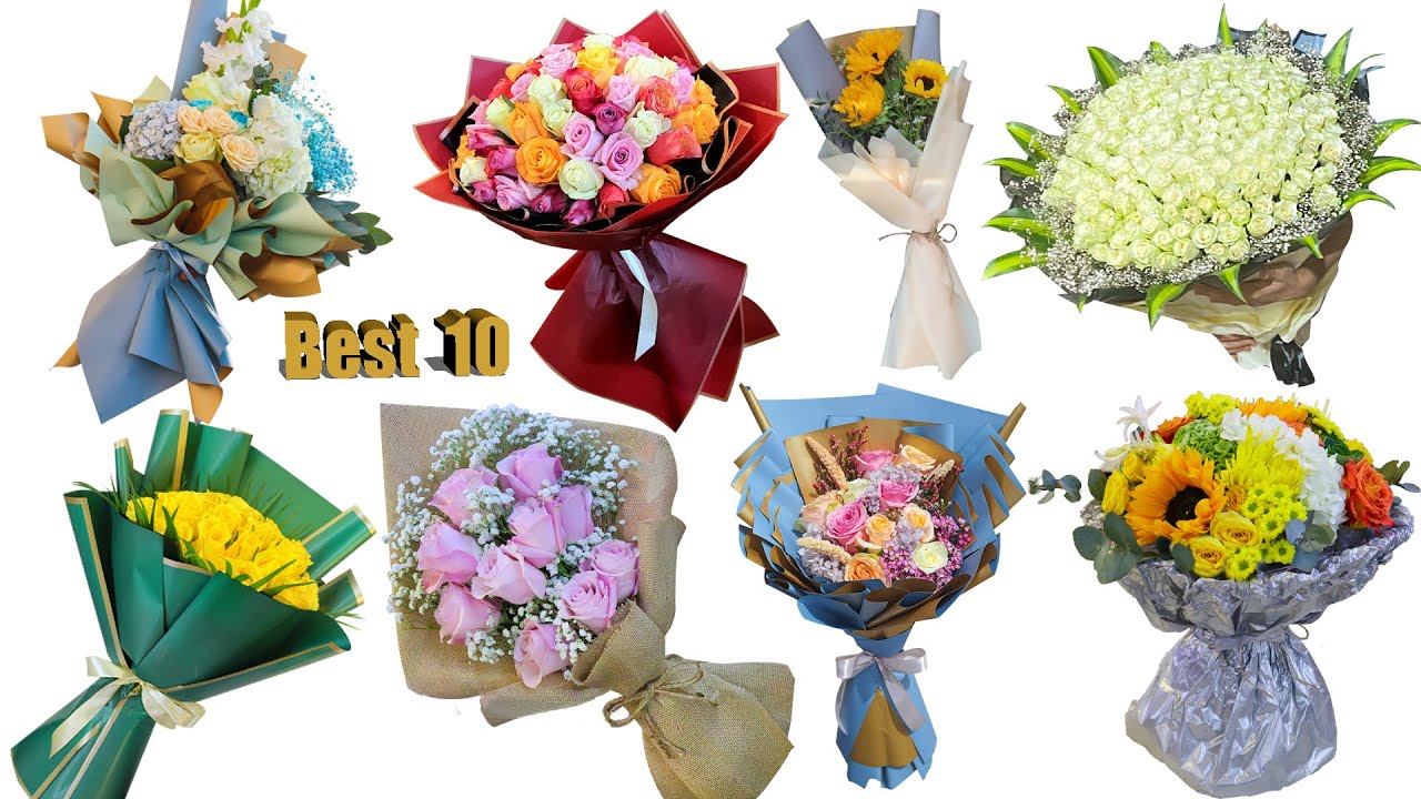 top 10 wrapping flower tutorial || How to wrap a bouquet of flowers, 10 Way to wrap a bouquet.