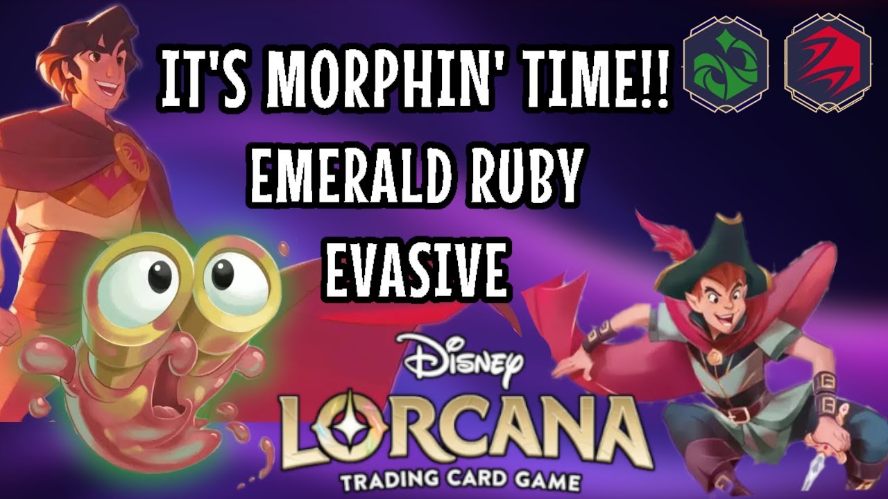 Emerald Ruby - It's Morphin' Time - Evasive Floodborn - Deck Tech and Full Gameplay - Disney Lorcana