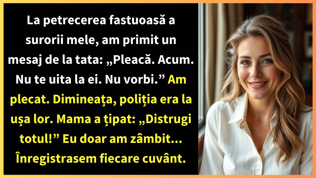 La petrecerea fastuoasă a surorii mele, am primit un mesaj de la tata: „Pleacă. Acum.