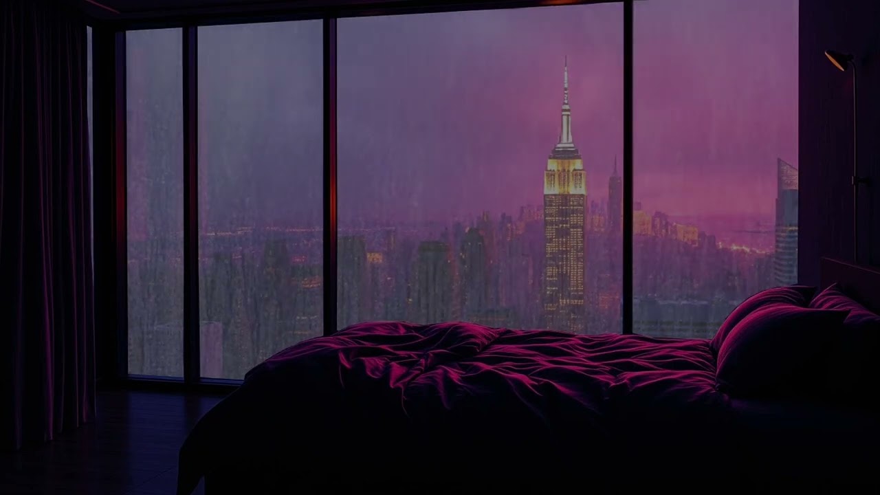 Rainy Night in NYC Apartment 🌧️ Soft Piano for Deep Sleep