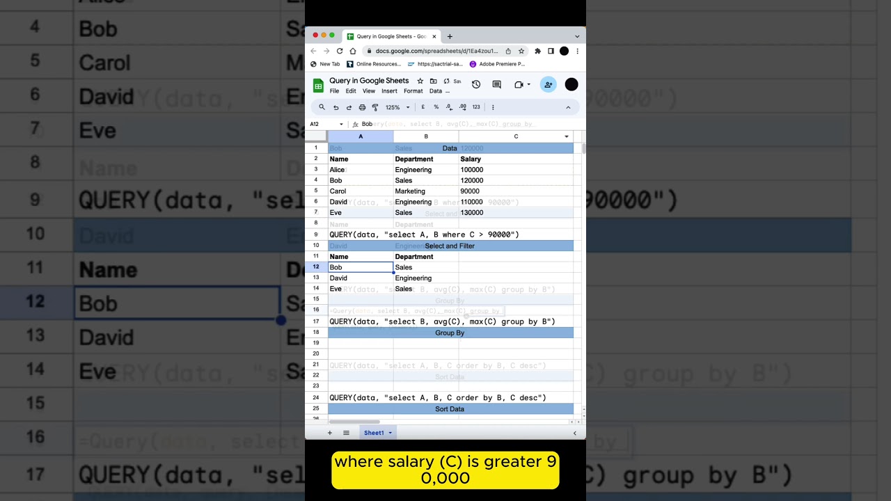 Query like SQL with the Google Sheets Query Function