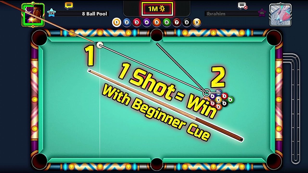 New Golden Break 9 Ball Pool 1 Shot=Win 100% With Beginner Cue - 8 Ball Pool Low Level Players Shots