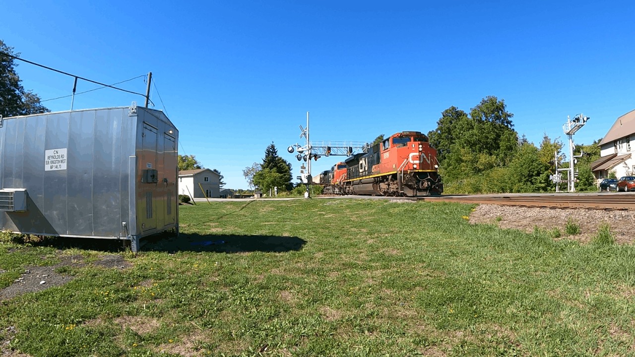 VIA 643 and CN M372 in Lansdowne Ontario.